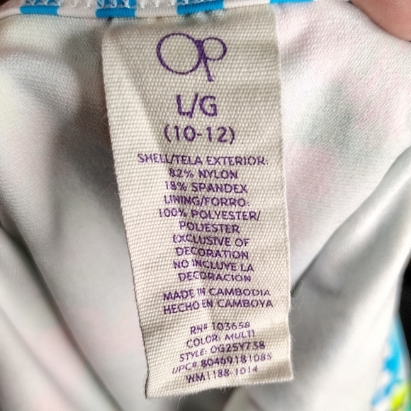 OP  One Piece Tropical Swim Suit Large (10-12) - Picture 5 of 5